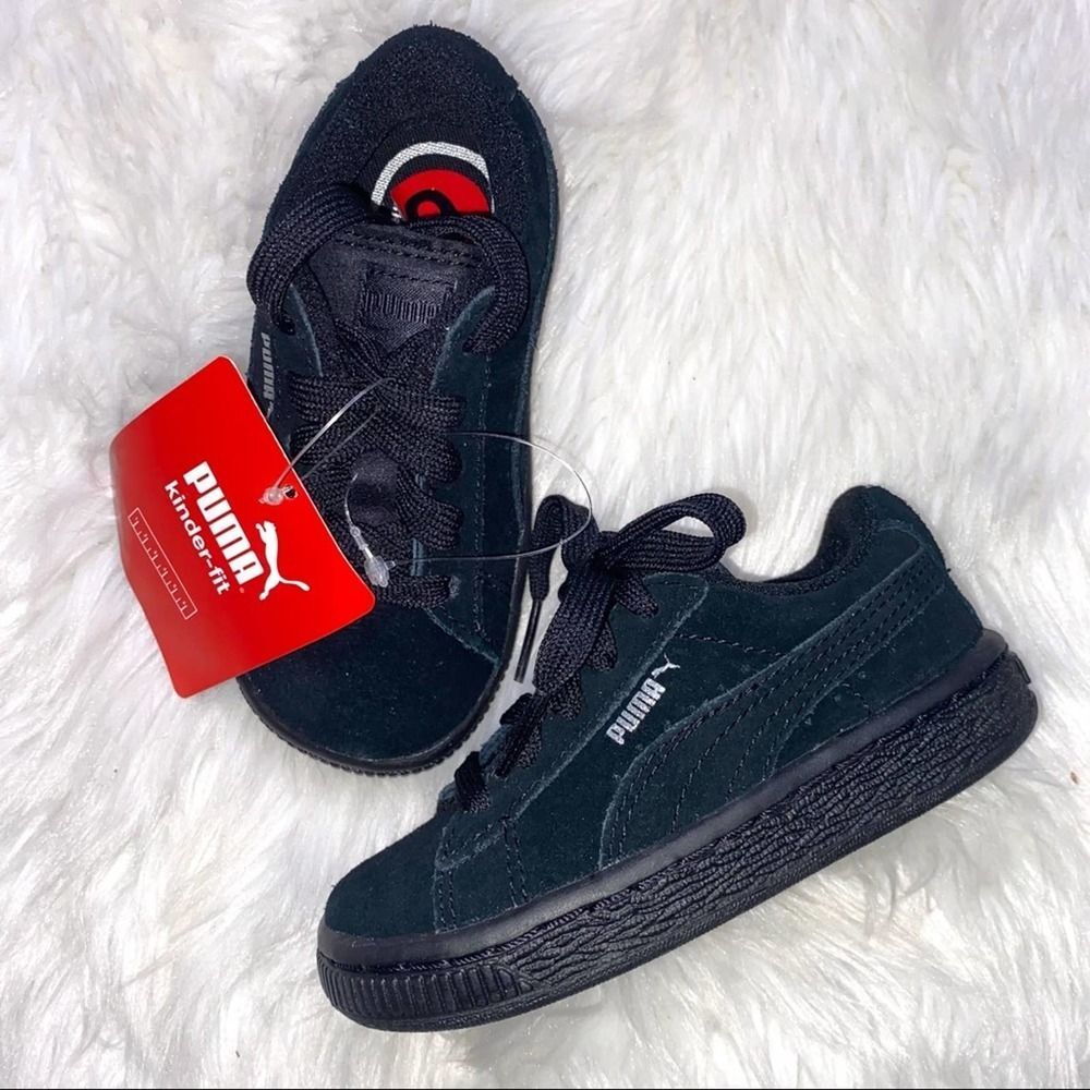 Toddlers New Puma Suede Leather Classic Black Sneakers Size 6 !